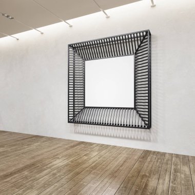 metal çerçeve inşaat çatı iç, 3d render içine