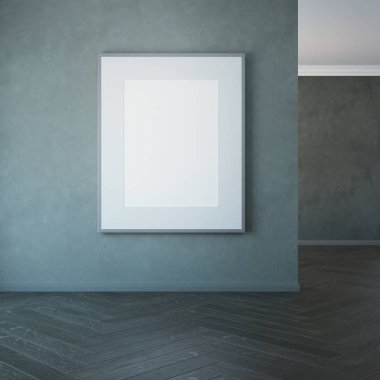 boş resim duvarda, 3d render