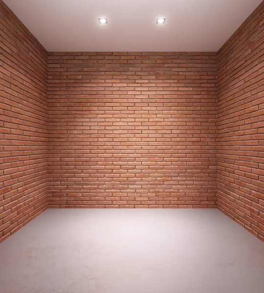 Пустая Комната Кирпичными Стенами Рендеринг — стоковое фото