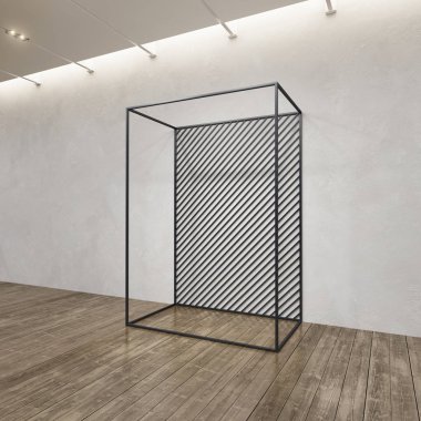 Çatı katının içine metal askı döşemesi, 3 boyutlu.