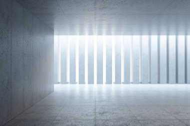 Modern beton alanı iç, 3d render