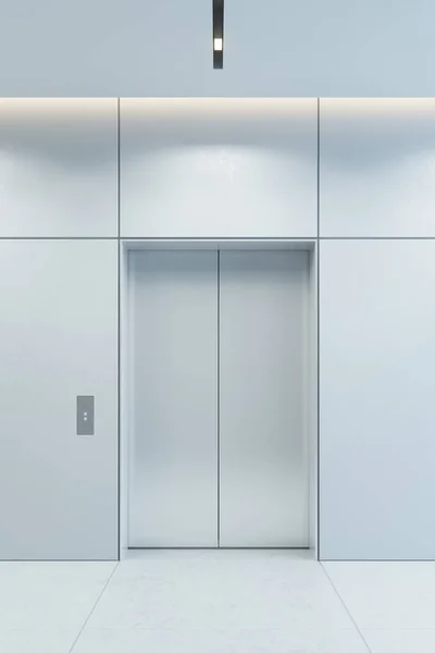 Moderno ascensor con puertas cerradas en el vestíbulo de la oficina, 3d rendering —  Fotos de Stock