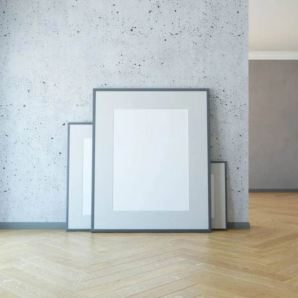 Imagen en blanco en la pared, representación 3d — Foto de Stock