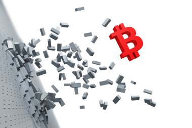 bitcoin, 3d render kavramı patlayıcı büyüme