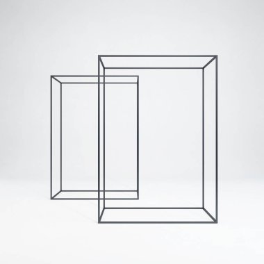 Beyaz Oda, 3d render içine metal raf İnşaat