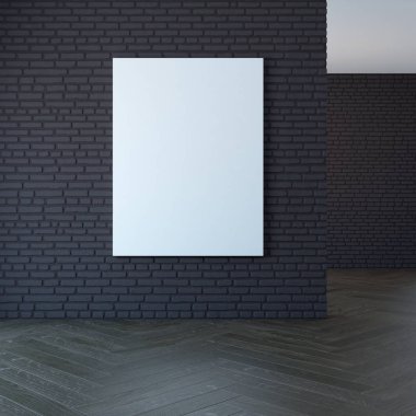 boş resim duvarda, 3d render