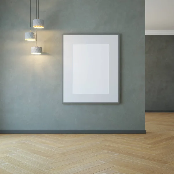 Empty room with light and blank pictures, 3d rendering — Stock Photo, Image