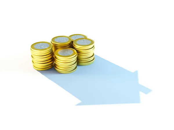 Growing stack of coins for mortgage concept — Stock Photo, Image