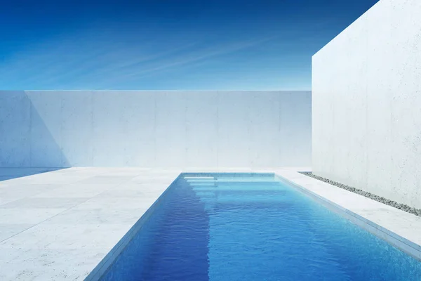 Quintal moderno de luxo com uma piscina — Fotografia de Stock