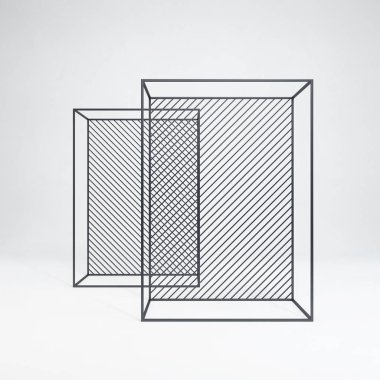 Çatı katının içine metal askı döşemesi, 3 boyutlu.