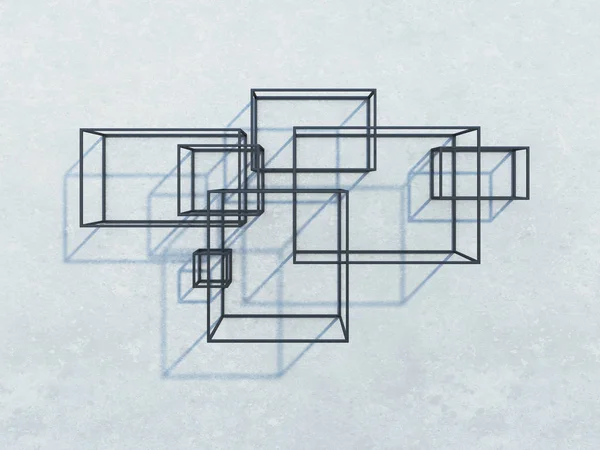 Metall rack konstruktion i loft interiör, 3D-rendering — Stockfoto