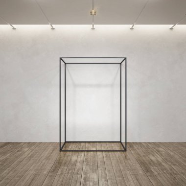 metal çerçeve inşaat çatı iç, 3d render içine