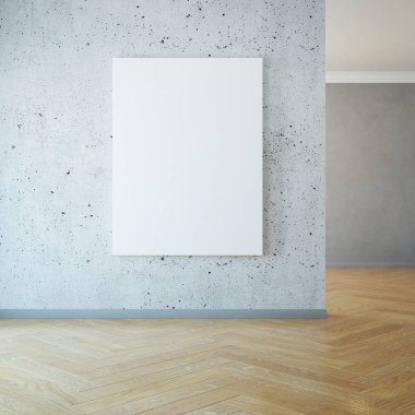 boş resim duvarda, 3d render