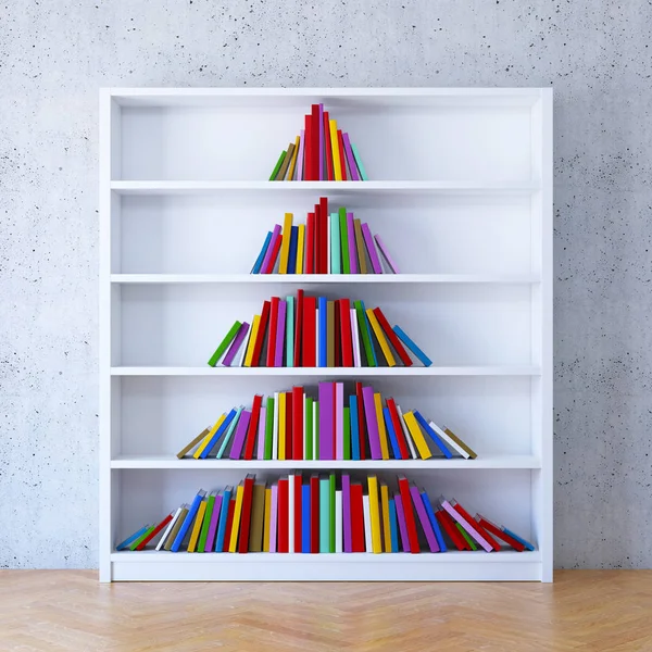 Christmas tree from books on the shelf — Stock Photo, Image