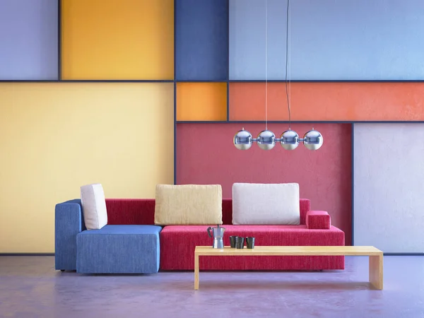 Moderní interiér pokoje v pop-art stylu — Stock fotografie