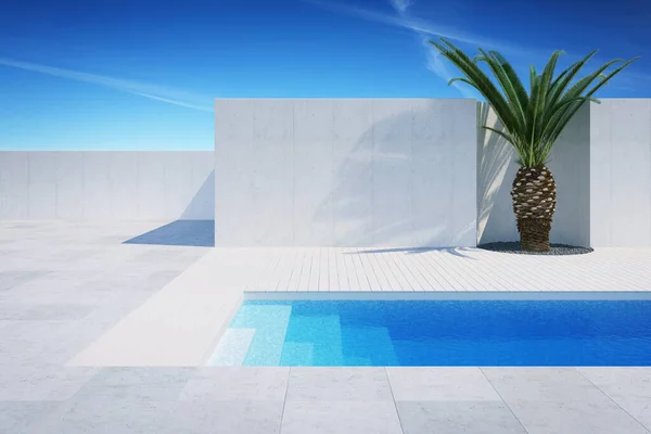 Quintal Moderno Luxo Com Uma Piscina Renderização — Fotografia de Stock