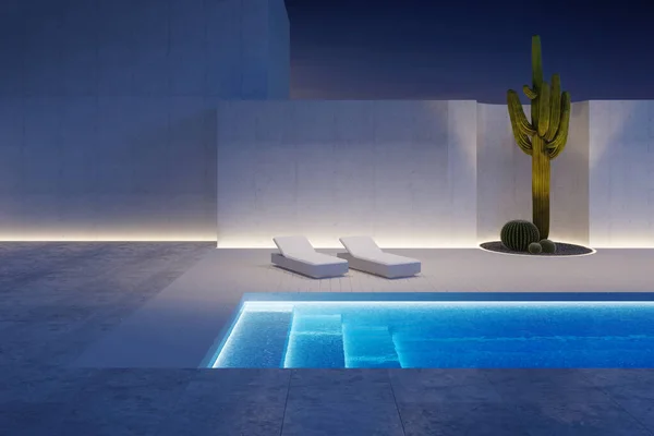 Een Luxe Moderne Achtertuin Met Een Zwembad — Stockfoto