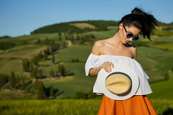 Frau Der Toskana Italienischer Urlaub — Stockfoto