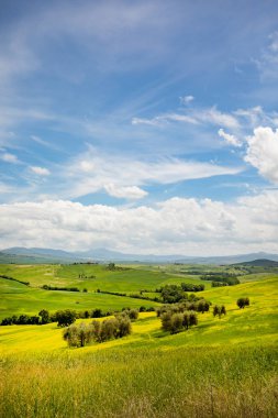 Pienza güzel manzarasına Tuscany tepedeki, İtalya. 