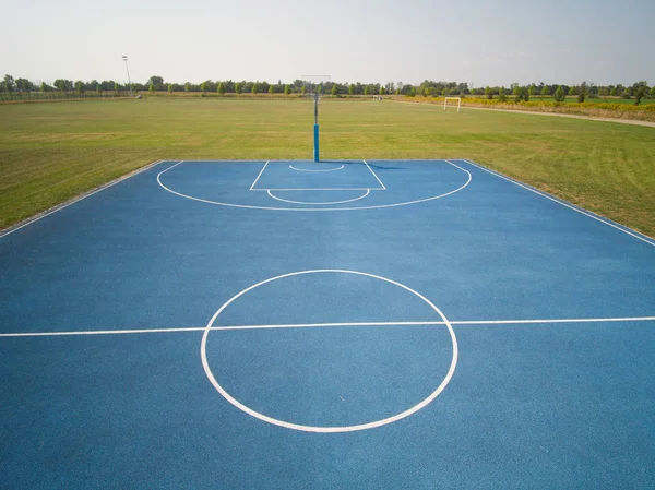 Vista Aérea Cancha Baloncesto Azul Aire Libre — Foto de Stock