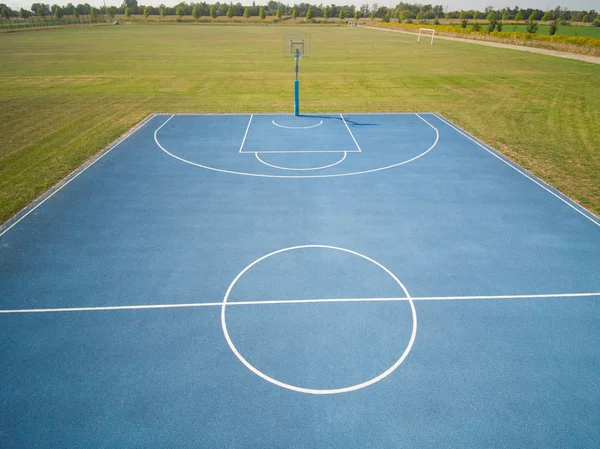 Vista Aérea Cancha Baloncesto Azul Aire Libre — Foto de Stock