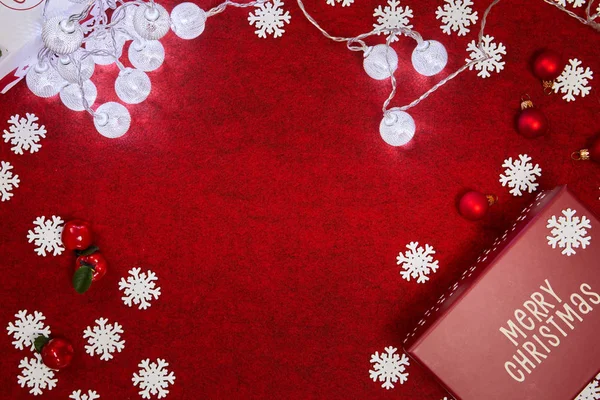 Red Christmas Background Top View — Stok Foto
