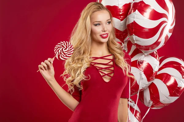 Beautiful Girl Studio New Year Christmas — Stock Photo, Image