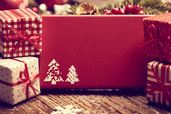 Stillleben Zum Thema Weihnachten Geschenkbox — Stockfoto