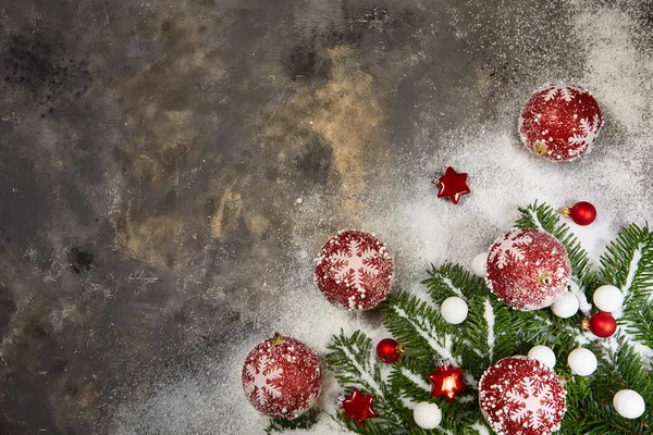 Concetto Cono Pino Legno Sfondo Natale Top View Table Copia — Foto Stock