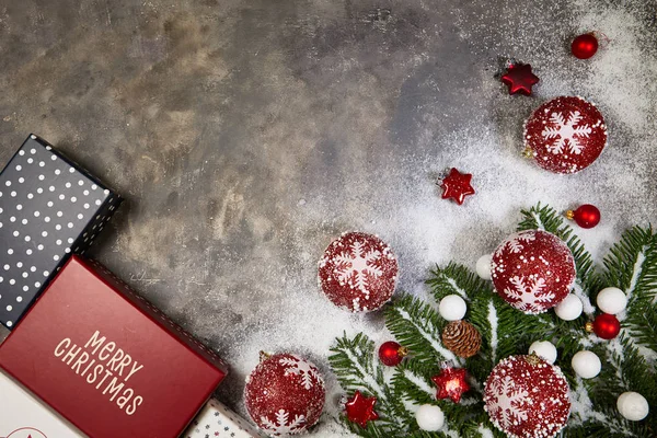 Regalo Navidad Decoración Sobre Fondo Madera — Foto de Stock