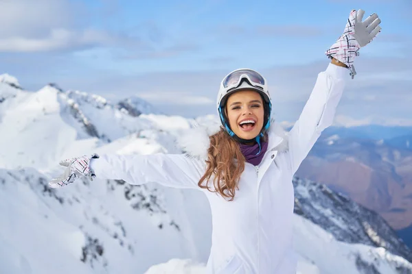 Retrato Cerca Una Mujer Centro Esquí Nieve —  Fotos de Stock