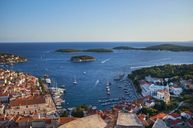 Hvar city panorama doğa manzara 