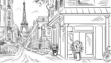 Sokak Paris - kroki çizim 
