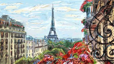 sokak Paris - illüstrasyon 