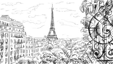 Sokak Paris - kroki çizim 