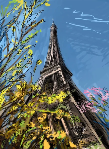 Street Paris Illustrazione — Foto Stock