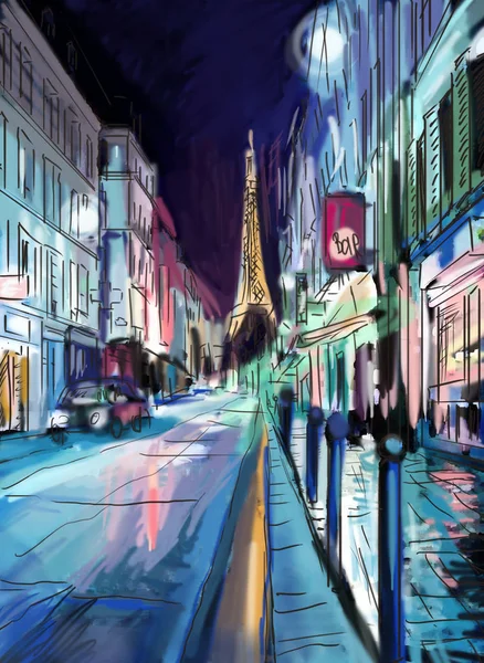 Street Paris Illustrazione — Foto Stock