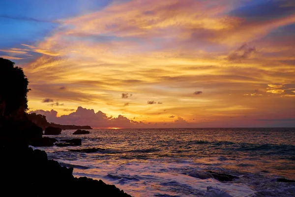 Tropisk Solnedgång Stranden — Stockfoto