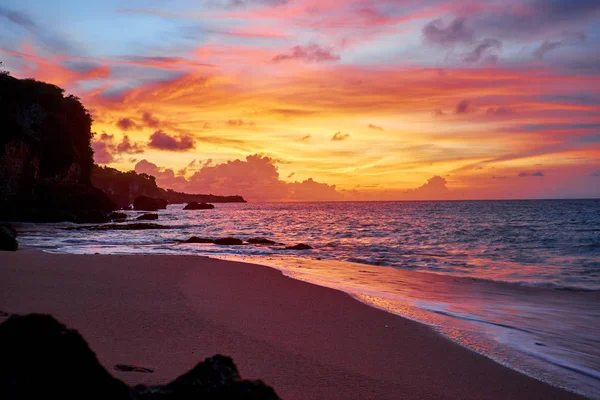 Coucher Soleil Tropical Sur Plage — Photo