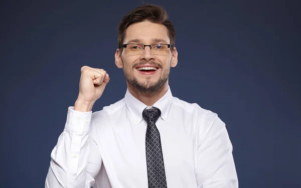 Businessman White Shirt Tie Blue Background — Stock Photo, Image