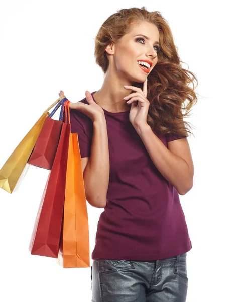 女性と秋ショッピング — ストック写真