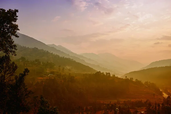 Morgon Tid Himalayas Byn — Stockfoto