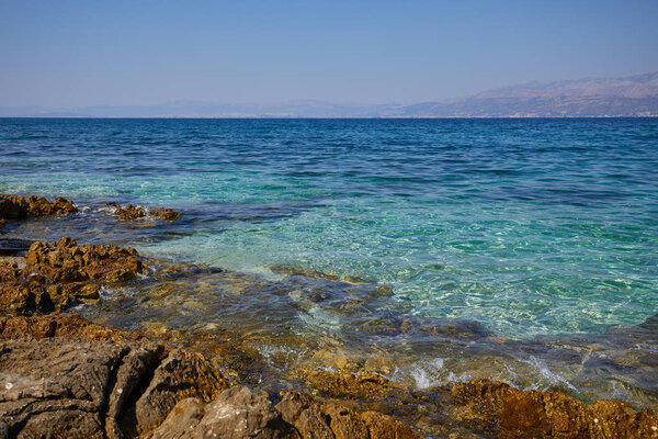 Turquoise Blue Water in Adriatic Coast in Croatia. 