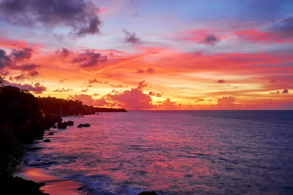 Coucher Soleil Tropical Sur Plage — Photo