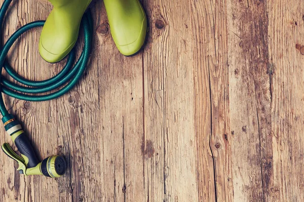 Top View Gardening Tools Lying Terrace — Stock Photo, Image