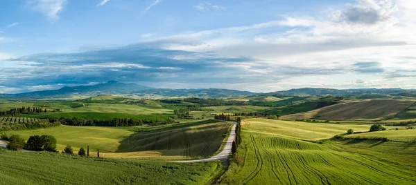 Schöne Luftaufnahme Der Hügel Der Toskana Italien Frühling — Stockfoto