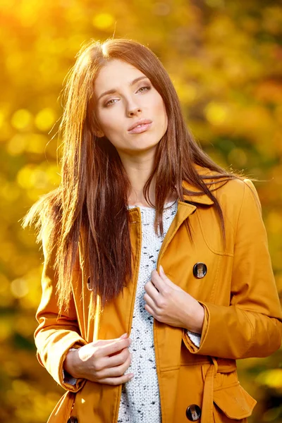 Bella Donna Elegante Piedi Parco Autunno — Foto Stock