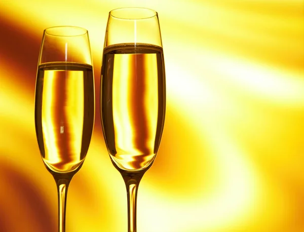 Champagne glasses ready to bring in the New Year — Stock Photo, Image