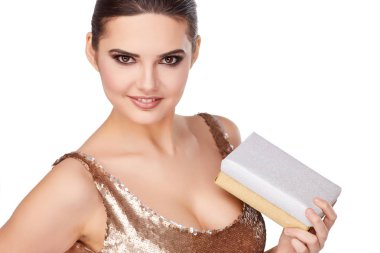 Yılbaşı, x-mas, kış, mutluluk kavramı-gülümseyen kadın g