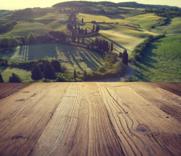 Hout textuur achtergronden op het landschap van Toscane — Stockfoto